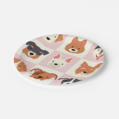 Niedliches Hundezucht-Rosamuster Pappteller (Schrägansicht)