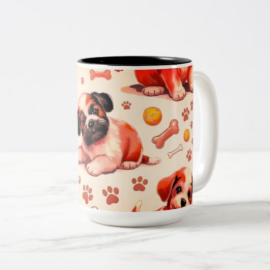 Niedliches Hundsmuster 11 oz. Kaffeemaschine Tasse (VorderseiteRechts)