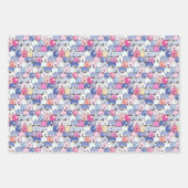 Niedliches Hundsmuster Blaues Grün Geschenkpapier Set (Vorderseite 3)