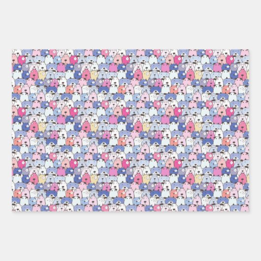 Niedliches Hundsmuster Blaues Grün Geschenkpapier Set (Vorderseite 3)