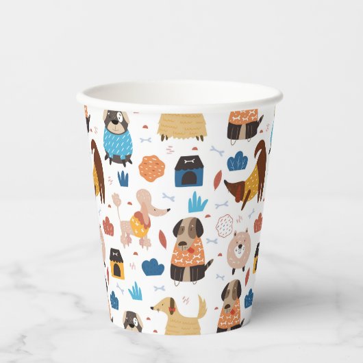 Niedliches Hundsmuster Dackel Pappbecher (Vorderseite)