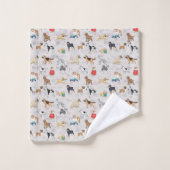 Niedliches Hundsmuster Design Weiß Badhandtuch Set (Waschlappen)