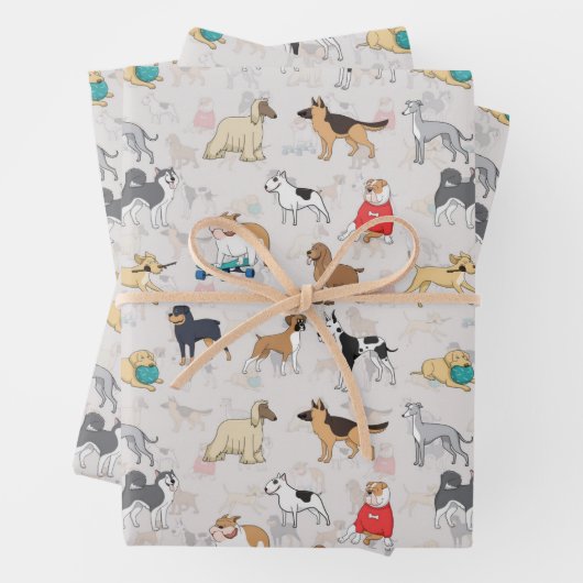 Niedliches Hundsmuster Design Weiß Geschenkpapier Set (Beispiel)