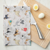 Niedliches Hundsmuster Design Weiß Geschirrtuch (Viertel Falte)