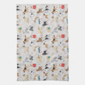 Niedliches Hundsmuster Design Weiß Geschirrtuch (Vertikal)