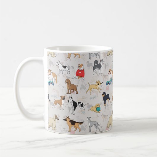 Niedliches Hundsmuster Design Weiß Kaffeetasse (Links)