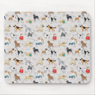 Niedliches Hundsmuster Design Weiß Mousepad