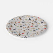Niedliches Hundsmuster Design Weiß Pappteller (Schrägansicht)