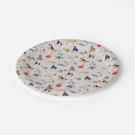 Niedliches Hundsmuster Design Weiß Pappteller (Schrägansicht)