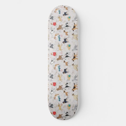 Niedliches Hundsmuster Design Weiß Skateboard (Vorderseite)