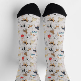 Niedliches Hundsmuster Design Weiß Socken