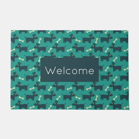 Niedliches Hundsmuster mit Disketten-Ohren und Kno Fußmatte (Vorderseite)