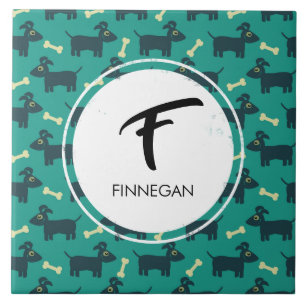 Niedliches Hundsmuster mit Diskettenohren und Knoc Fliese