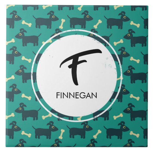 Niedliches Hundsmuster mit Diskettenohren und Knoc Fliese (Vorderseite)