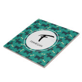 Niedliches Hundsmuster mit Diskettenohren und Knoc Fliese (Seite)