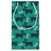 Niedliches Hundsmuster mit Diskettenohren und Knoc Kleine Geschenktüte (Rückseite)