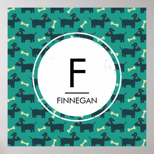 Niedliches Hundsmuster mit Diskettenohren und Knoc Poster (Vorne)