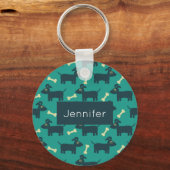 Niedliches Hundsmuster mit Diskettenohren und Knoc Schlüsselanhänger (Vorderseite)