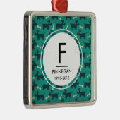 Niedliches Hundsmuster mit Diskettenohren und Knoc Silbernes Ornament (Rechts)