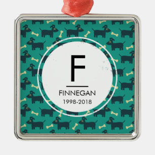 Niedliches Hundsmuster mit Diskettenohren und Knoc Silbernes Ornament