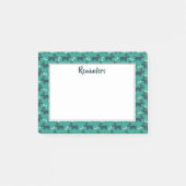 Niedliches Hundsmuster mit Knochen auf grünem Hint Post-it Klebezettel (Vorderseite)