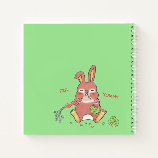 Niedliches Hunger Bunny Square Custom Notebook Notizblock (Rückseite)