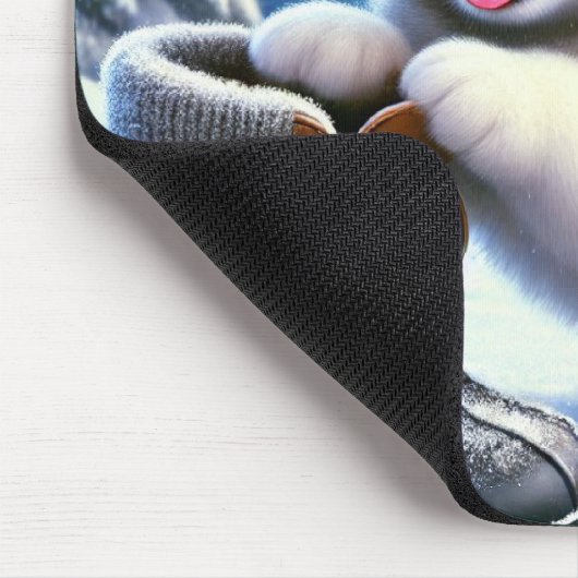 Niedliches Husky Puppy Playing in Snowy Winter Lan Mousepad (Ecke)
