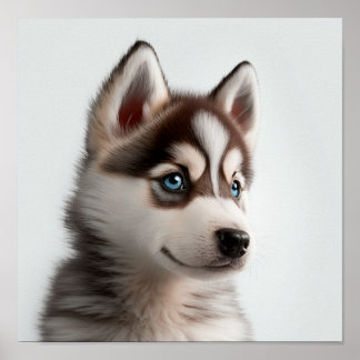 Niedliches Husky-Welpenportrait (Hund) | Platz 1:1 Poster