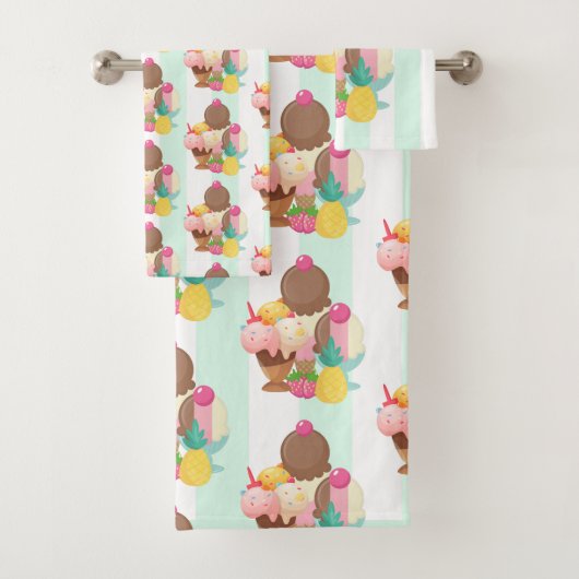 Niedliches Ice Cream Muster Badhandtuch Set (Insitu)