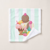 Niedliches Ice Cream Muster Badhandtuch Set (Waschlappen)