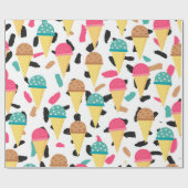 Niedliches Ice Cream Muster Geschenkpapier (Flach)