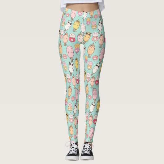 Niedliches Ice Cream Muster Leggings (Vorderseite)