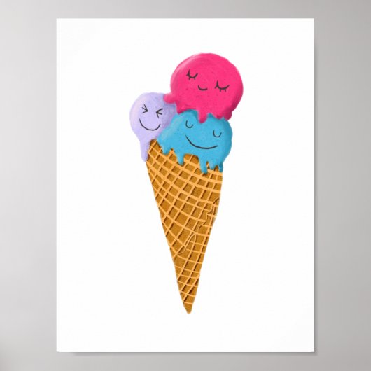 Niedliches Ice Creme Cone Kinderzimmer Art Poster (Vorne)