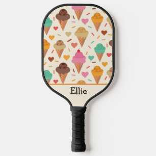 Niedliches Ice Creme Muster personalisiert Pickleball Schläger