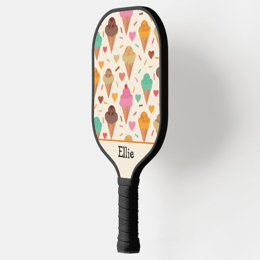 Niedliches Ice Creme Muster personalisiert Pickleball Schläger (Links)