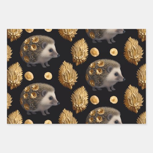 Niedliches Igel - Farbpapier Geschenkpapier Set (Vorderseite 3)