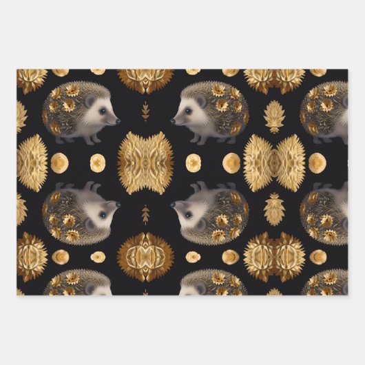 Niedliches Igel - Farbpapier Geschenkpapier Set (Vorderseite)