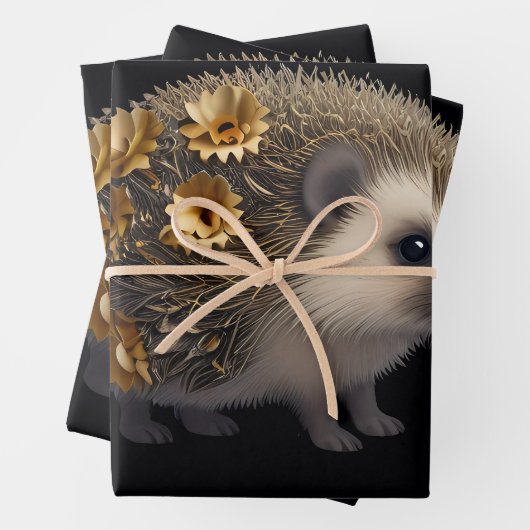 Niedliches Igel - Farbpapier Geschenkpapier Set (Beispiel)