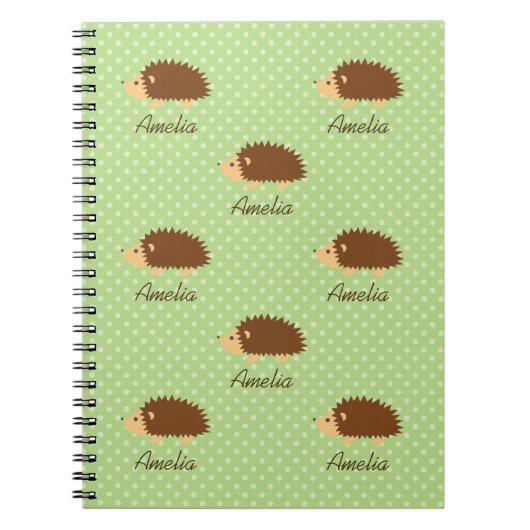 Niedliches Igel-Notebook mit Polka-Punktmuster Notizblock (Vorderseite)