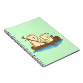 Niedliches Igelspaarsegeln auf hölzernem Boot Notizblock (Rechte Seite)