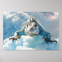 Niedliches Iguana-Portrait auf flauschiger Wolke m