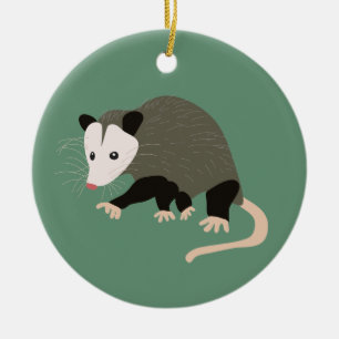 Niedliches Illustrations-Opossum-personalisiertes Keramik Ornament