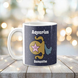 Niedliches Illustriertes Aquarius Zodiac Personali Kaffeetasse