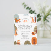 Niedliches illustriertes Foxwäldchen zum ersten Ge Postkarte (Stehend Vorderseite)