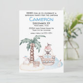 Niedliches Illustriertes Pirate-Party Einladung (Stehend Vorderseite)