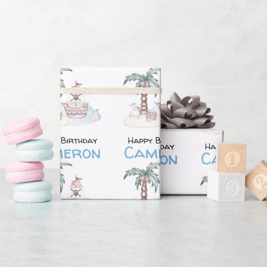 Niedliches Illustriertes Pirate-Party Geschenkpapier (Babyparty)