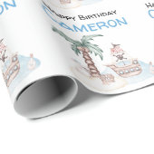 Niedliches Illustriertes Pirate-Party Geschenkpapier (Rolleneckpunkt)