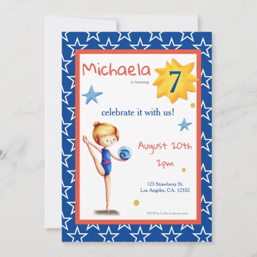 Niedliches illustriertes Rhythmusmädchen Einladung (Vorderseite)