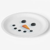 Niedliches Illustriertes Snowman-Gesicht Pappteller (Schrägansicht)