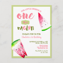 Niedliches in Melon 1. Geburtstag Pink Green Postkarte